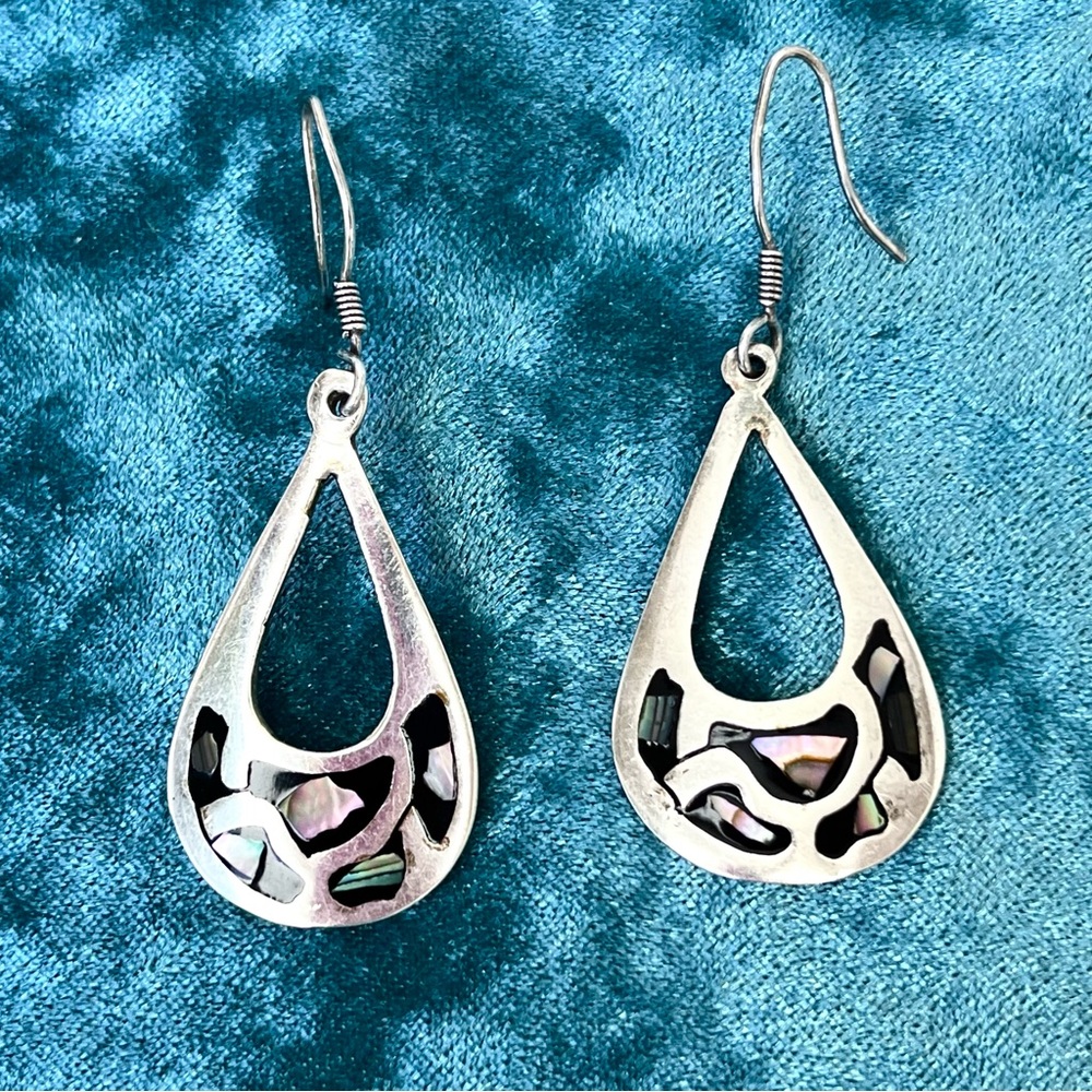 Vintage Abalone Mexico Dangle Earrings